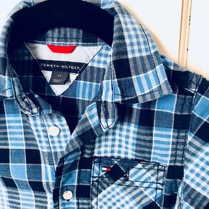 Blue Tommy Hilfiger Plaid Button-down Boy Shirt 2T